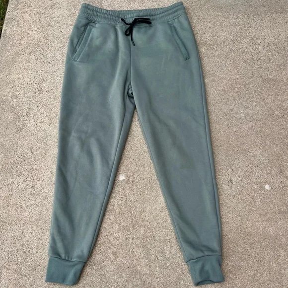 Thletex Green Jogger Pants Men Medium 32x27.5” Pull On Drawstring Poly Thick - Picture 1 of 8